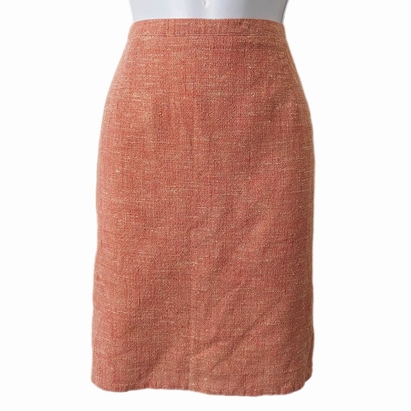 Burberry London Wool, Linen, & Silk Blend Pink Midi Pencil Skirt High Waisted 4 - Picture 2 of 12